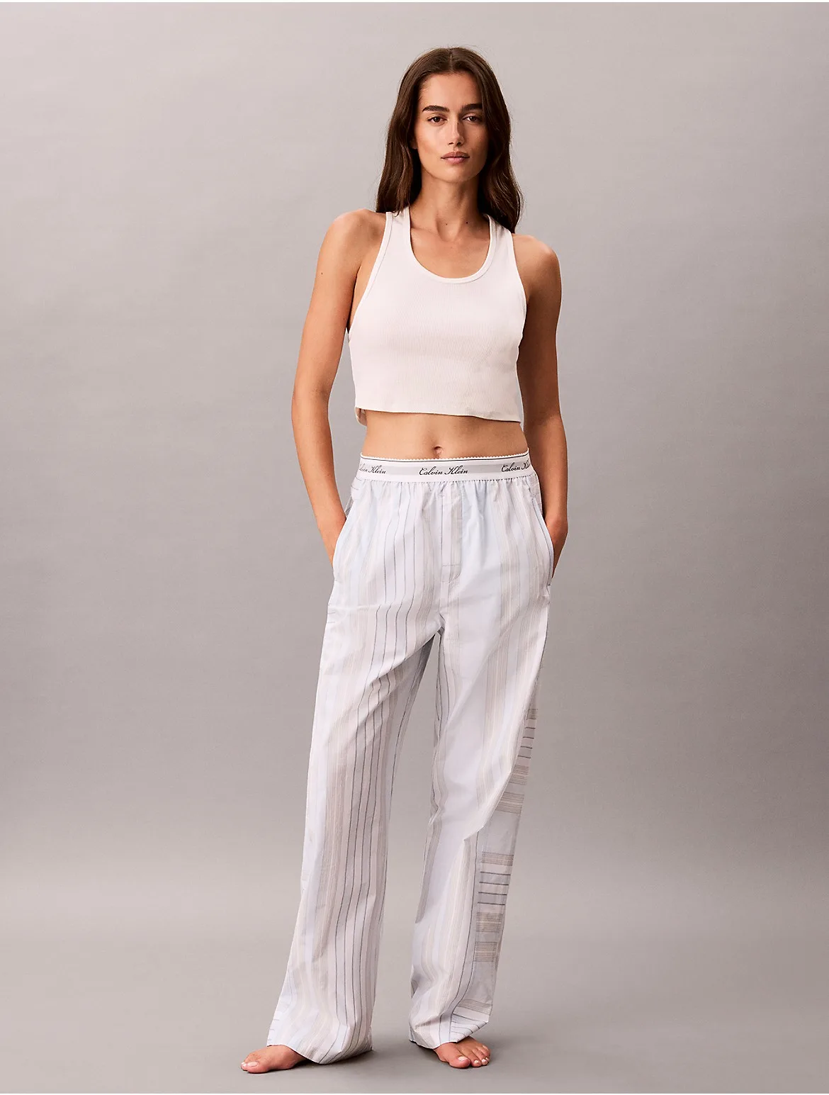 Cotton Poplin Script Sleep Pants by Calvin Klein