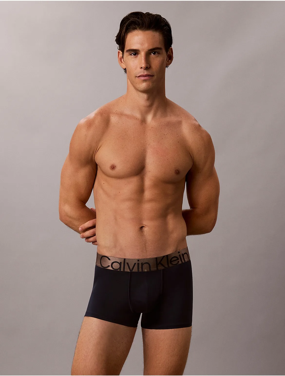 Brushed Microfiber Stretch Bronze Low Rise Trunk by Calvin Klein