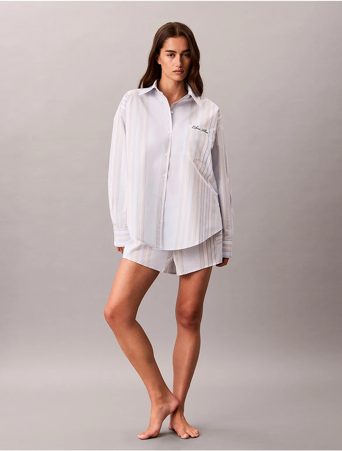 Cotton Poplin Script Sleep Shirt by Calvin Klein