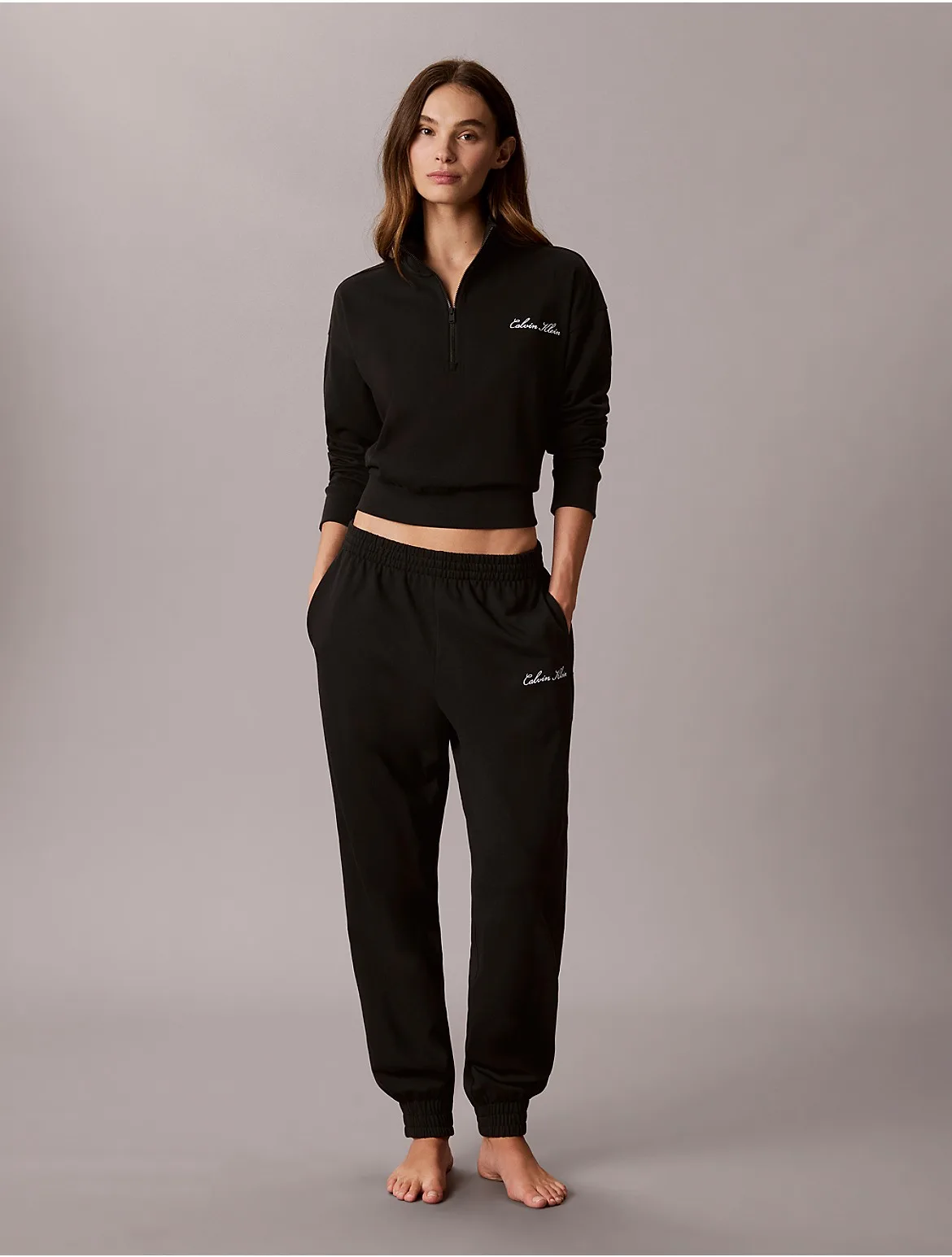 Logo Cotton Jersey Sleep Sweatshirt by Calvin Klein