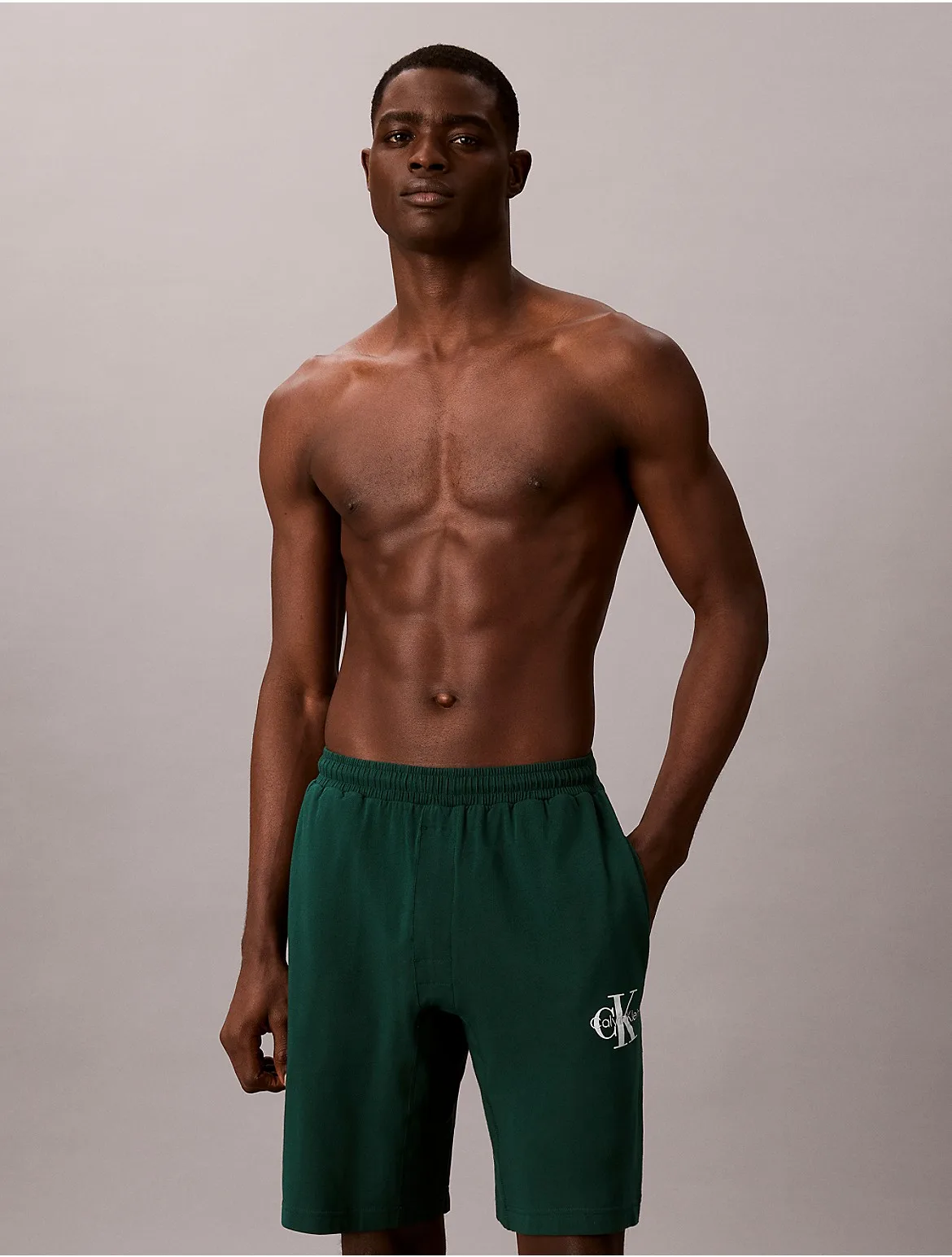 Icon Cotton Stretch Monologo Sleep Shorts by Calvin Klein
