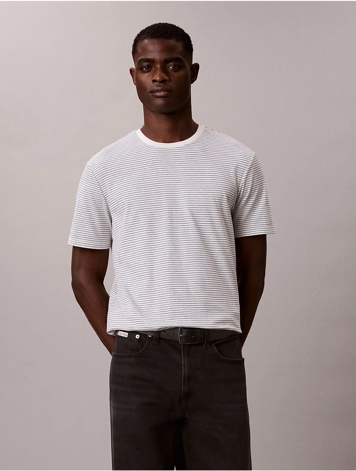 Supima Cotton Stripe Tee by Calvin Klein