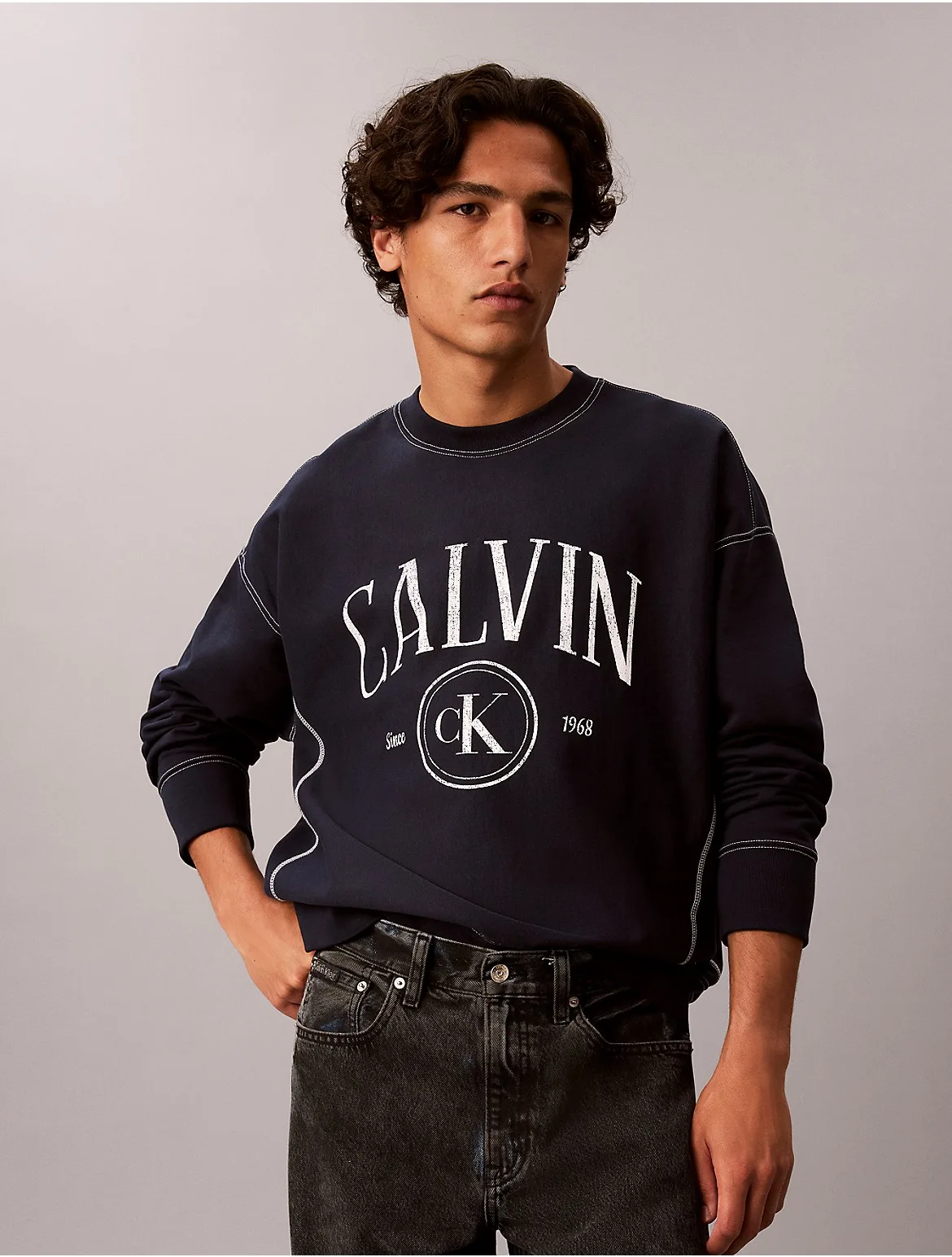Terry Logo Graphic Relaxed Sweatshirt by Calvin Klein Jeans