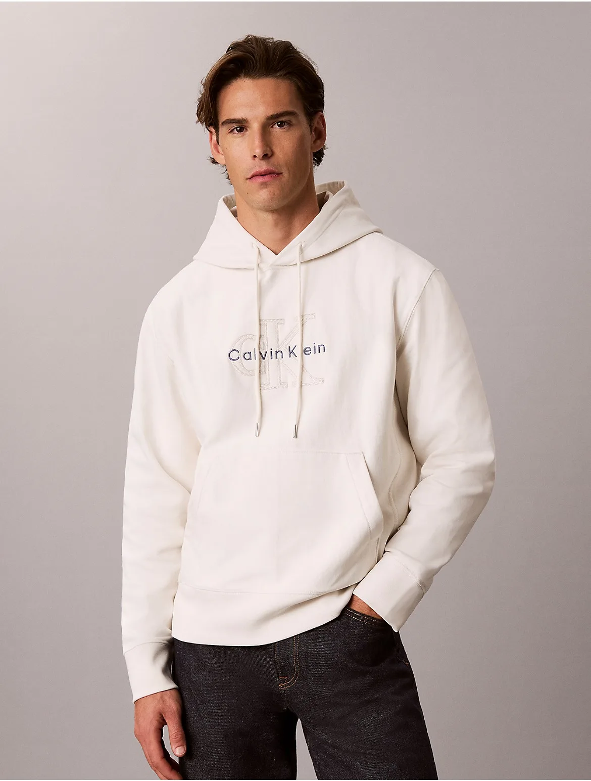 Premium Terry Denim Monologo Hoodie by Calvin Klein Jeans