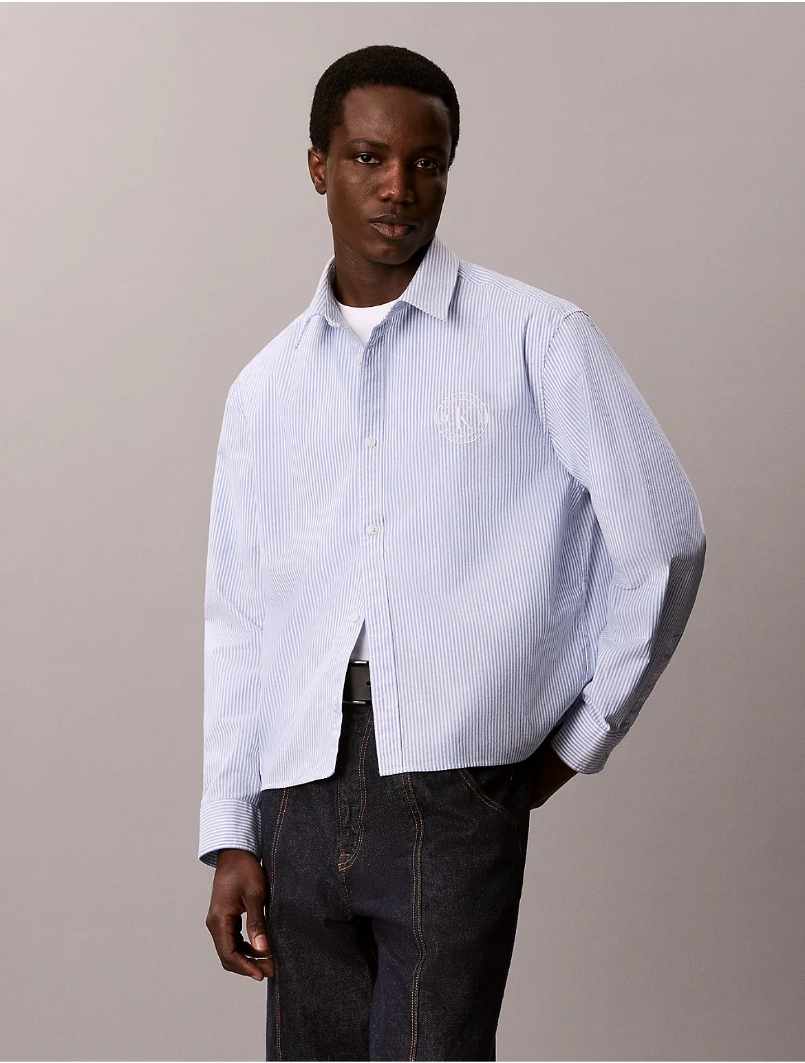 Yarn-Dyed Stripe Oxford Relaxed Shirt by Calvin Klein Jeans