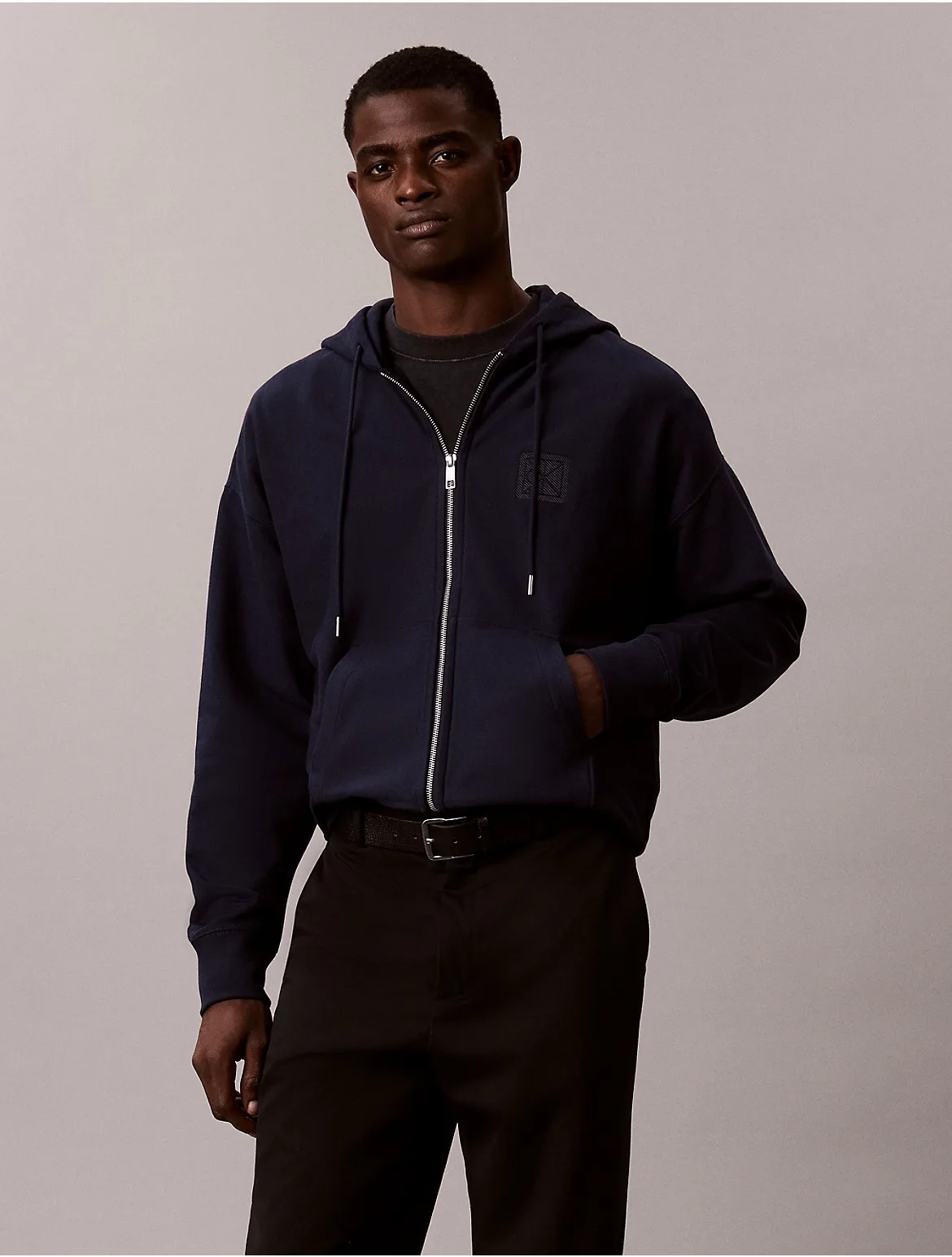 Premium Terry Emblem Logo Zip Hoodie by Calvin Klein