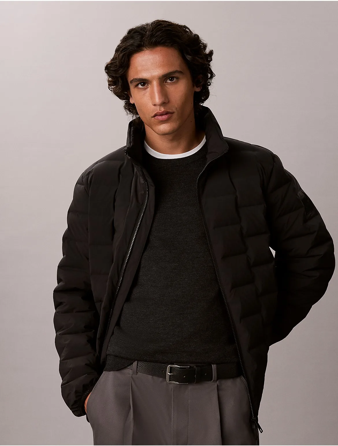 Quilted Mock Neck Down Puffer Jacket