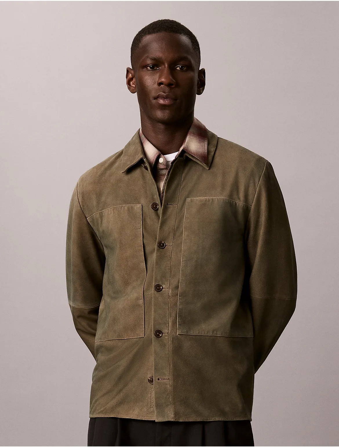 Suede Shirt Jacket by Calvin Klein
