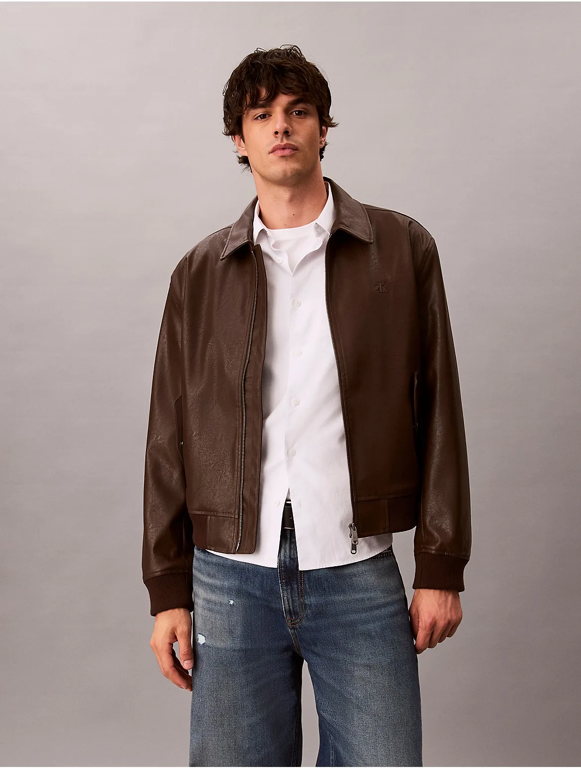 Faux Leather Bomber Jacket by Calvin Klein Jeans
