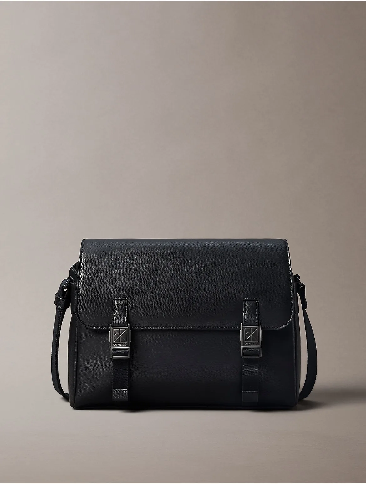 Emblem Logo Hardware Flap Messenger Bag by Calvin Klein