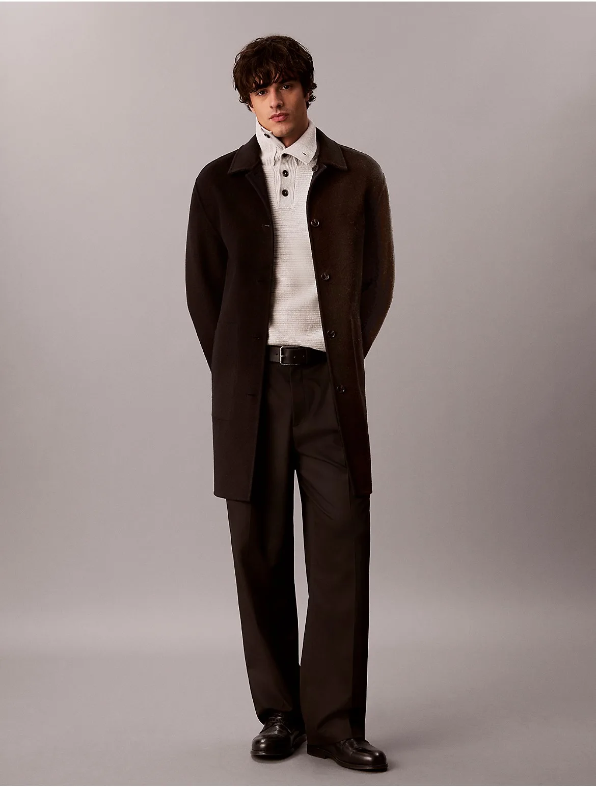 Double-Faced Wool Blend Reversible Coat by Calvin Klein