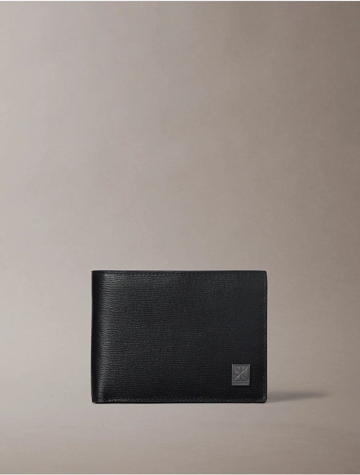 Emblem Logo Hardware Trifold Coin Wallet by Calvin Klein