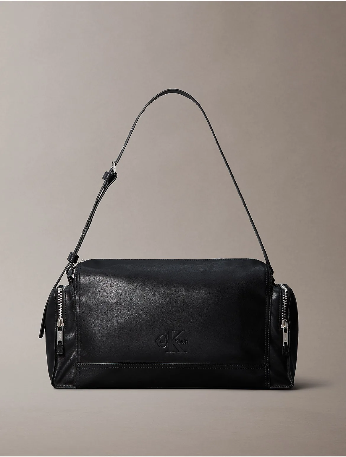 Embossed Monologo Zip Duffle Bag by Calvin Klein