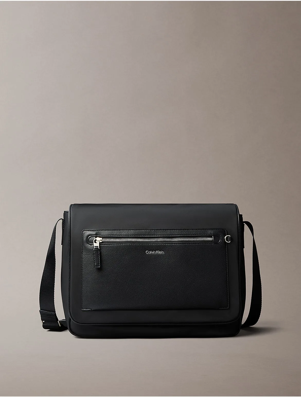 Hardware Logo Mixed Flap Messenger Bag by Calvin Klein