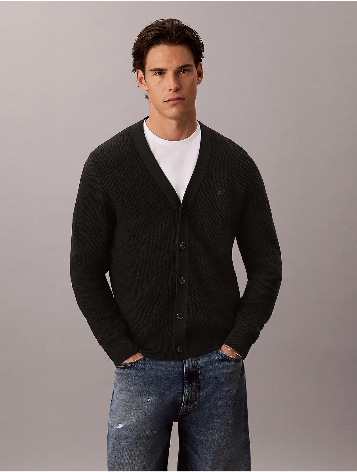 Textured Cotton Cardigan by Calvin Klein