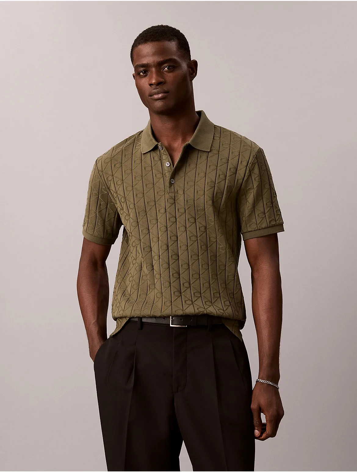 Allover Emblem Logo Jacquard Polo Shirt by Calvin Klein