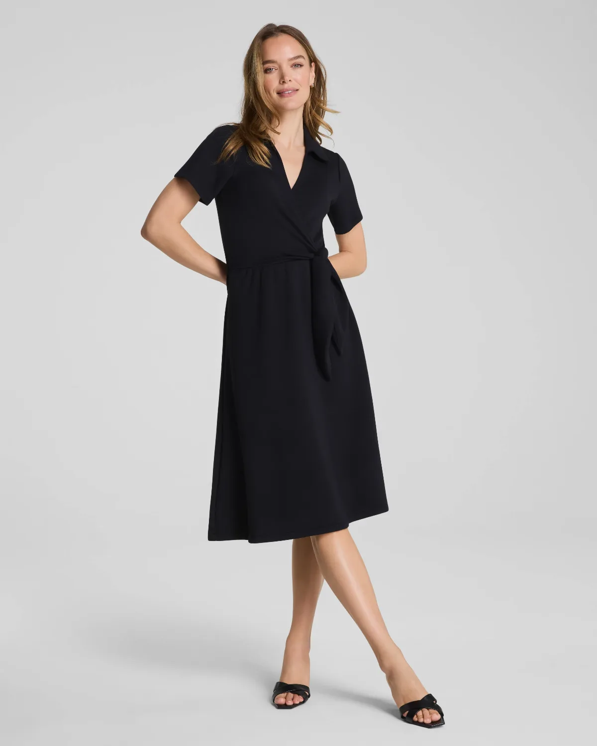 AirEssentials Collared Tie-Waist Midi Dress