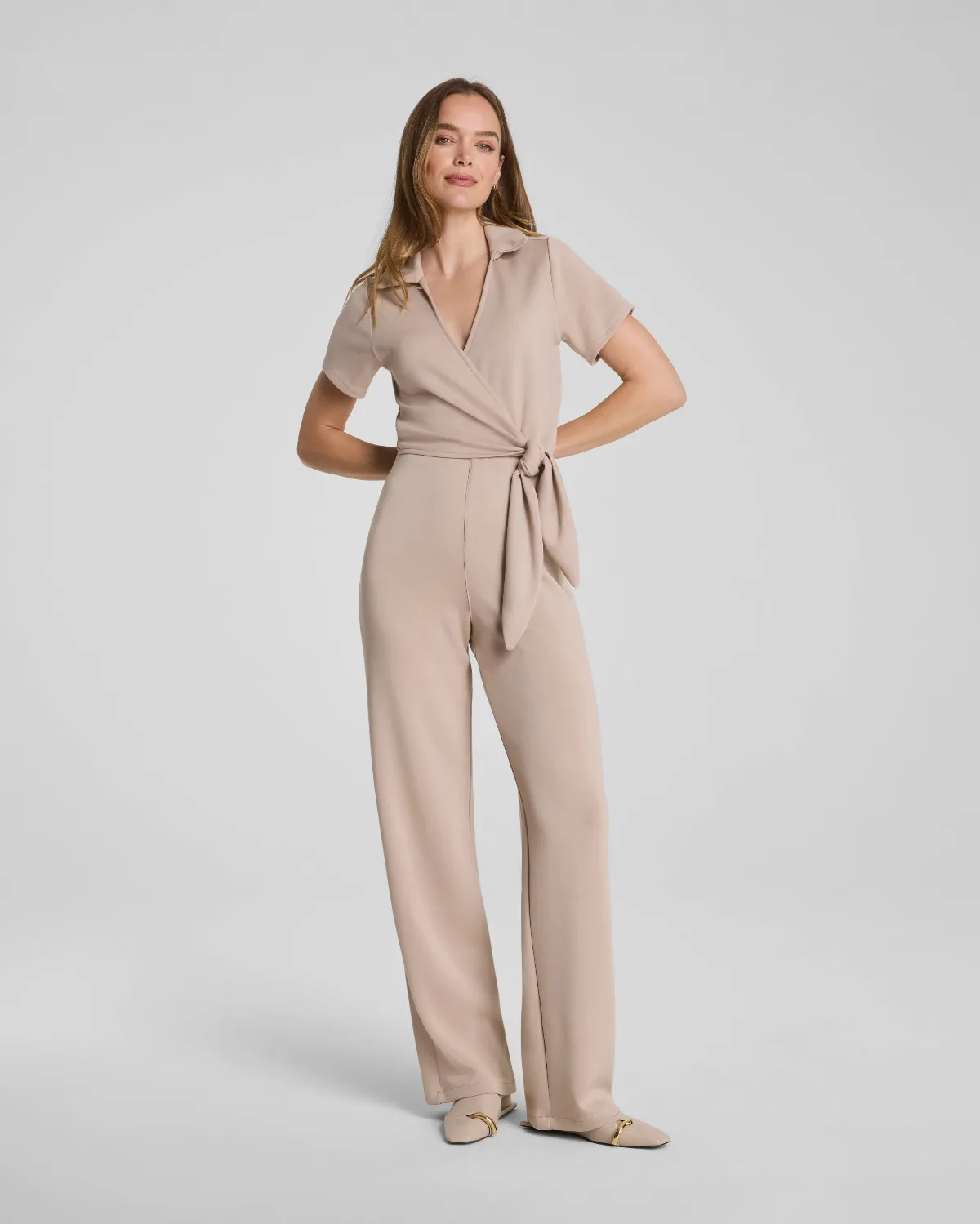 AirEssentials Collared Tie-Waist Jumpsuit