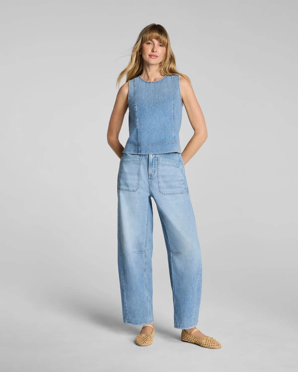 SPANXsupersmooth® Authentic 360 Lightweight Utility Barrel Leg Jeans in Seaside by SPANX