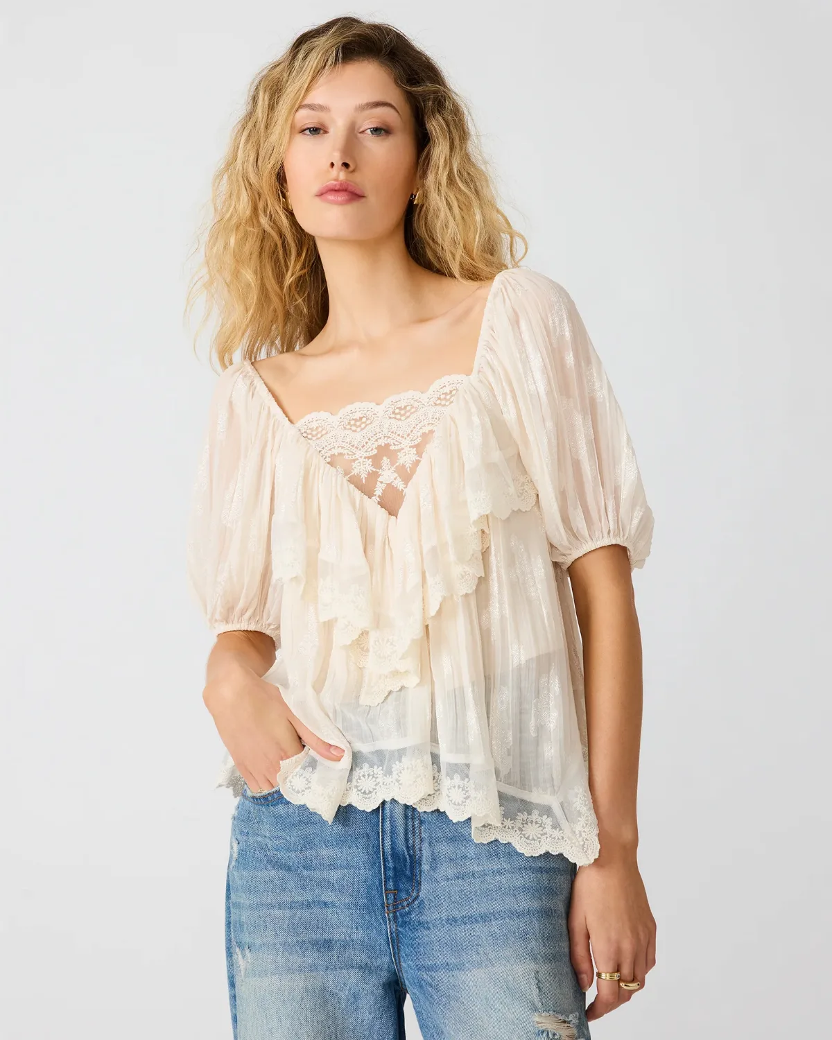 Vickie Top Short Sleeve Flowy Tops - Polyester
