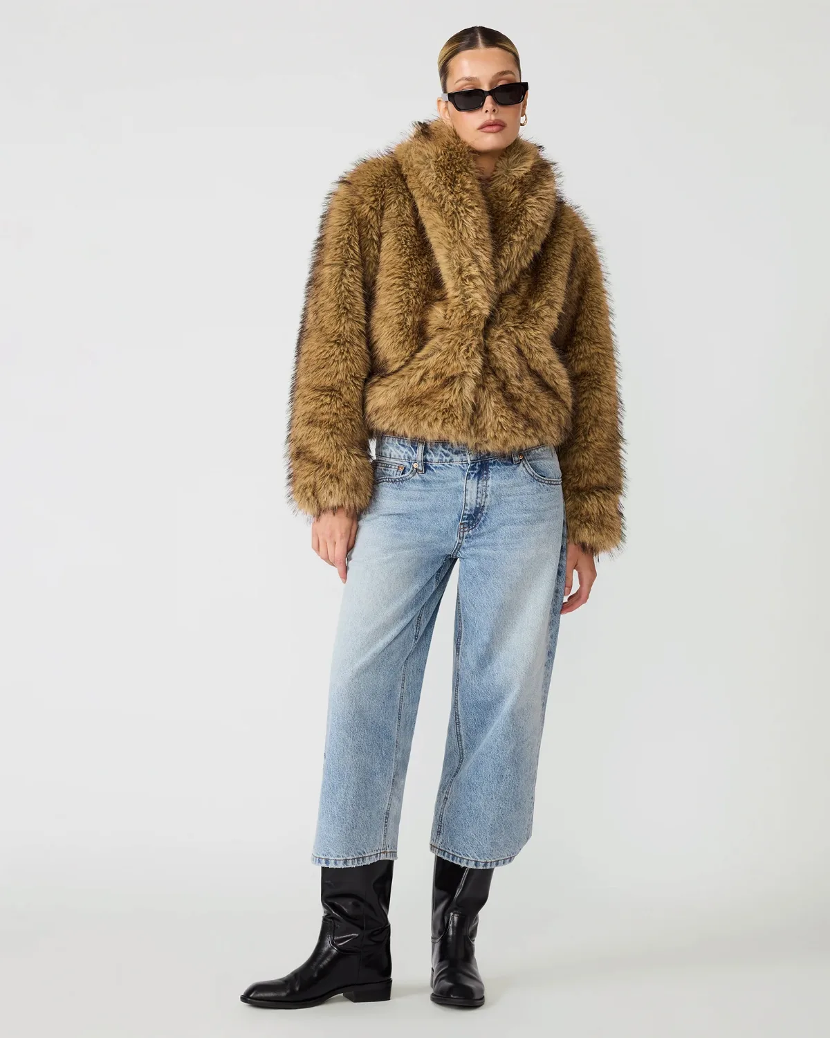 Roe Long Sleeve Faux Fur Coat - Polyester by Steve Madden