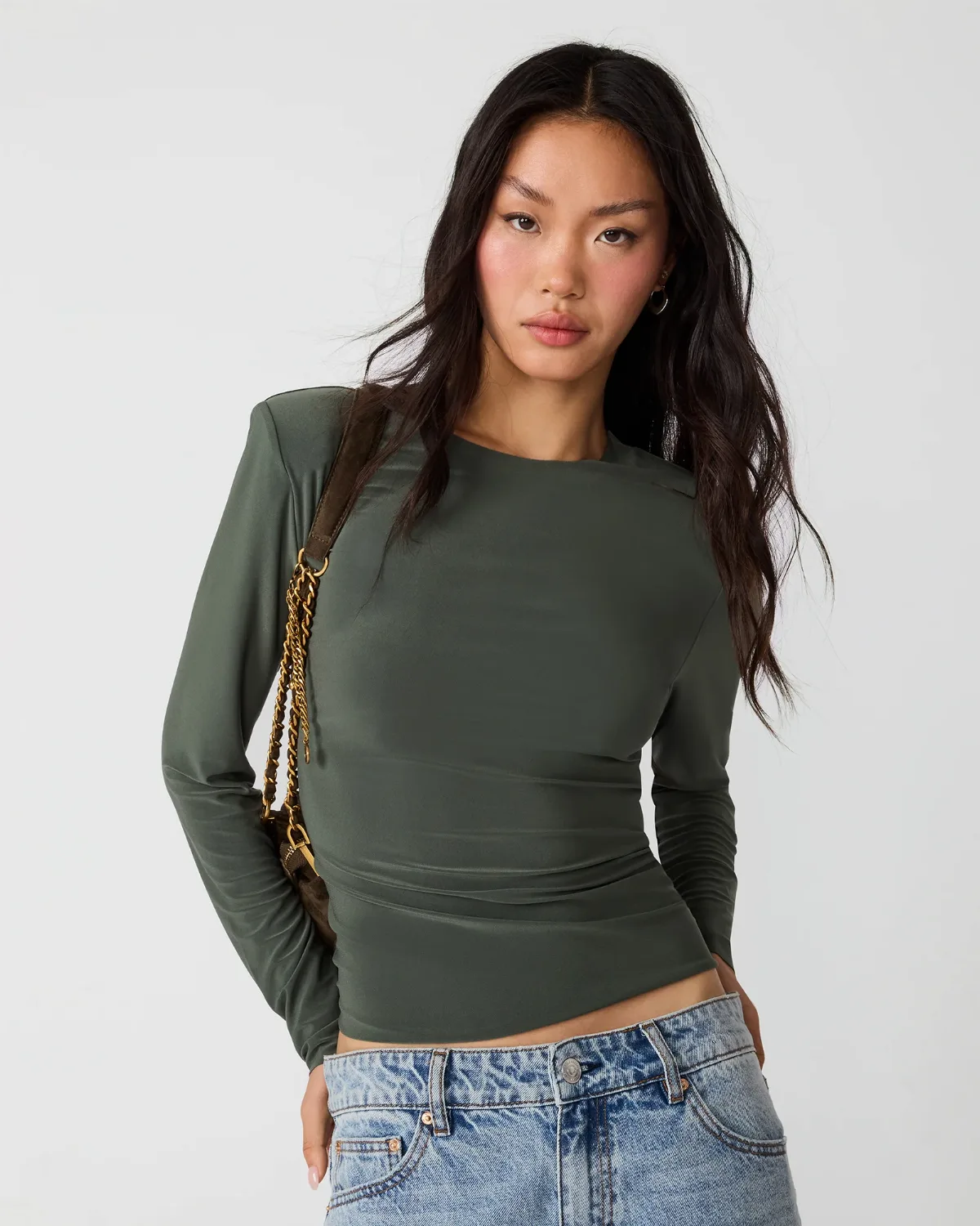 Seline Knit Top Long Sleeve Bodycon Tops - Polyester by Steve Madden
