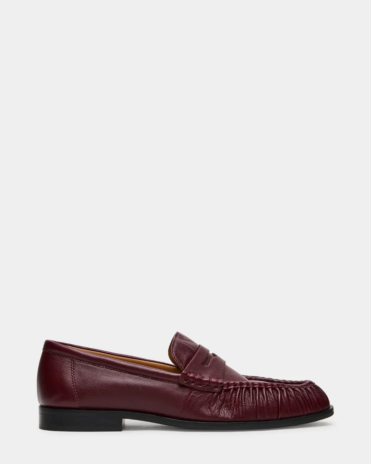 Quincey Dark Cherry Leather Slip-On Loafers by Steve Madden