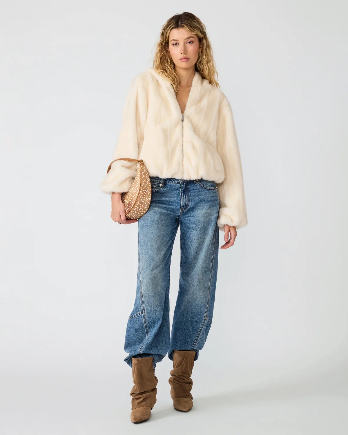 Mavis Long Sleeve Faux Fur Jacket - Polyester by Steve Madden