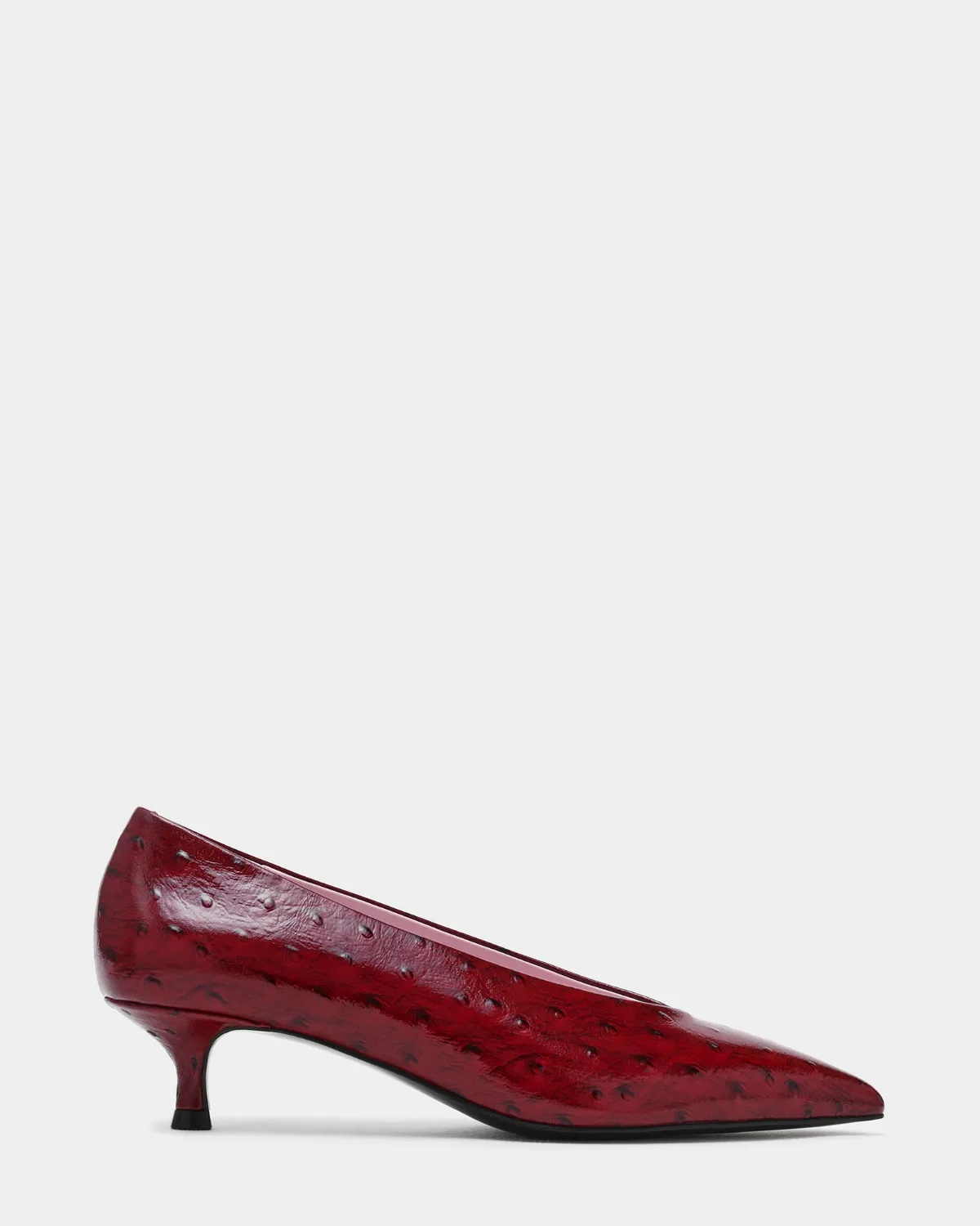 Jaffa Ostrich Dark Cherry Leather Pointed Toe Heels by Steve Madden