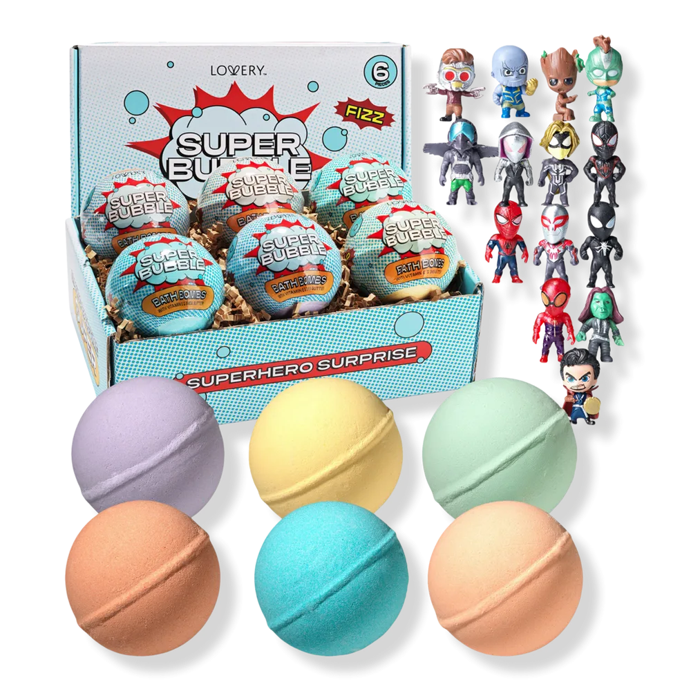 Superhero Bath Bombs Gift Set with Surprise Toy by Lovery