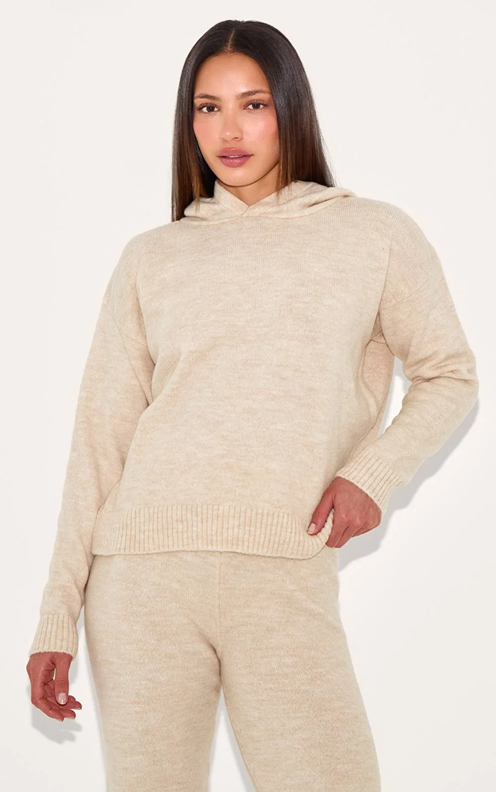 Tall Oversized Knitted Hoodie by PrettyLittleThing