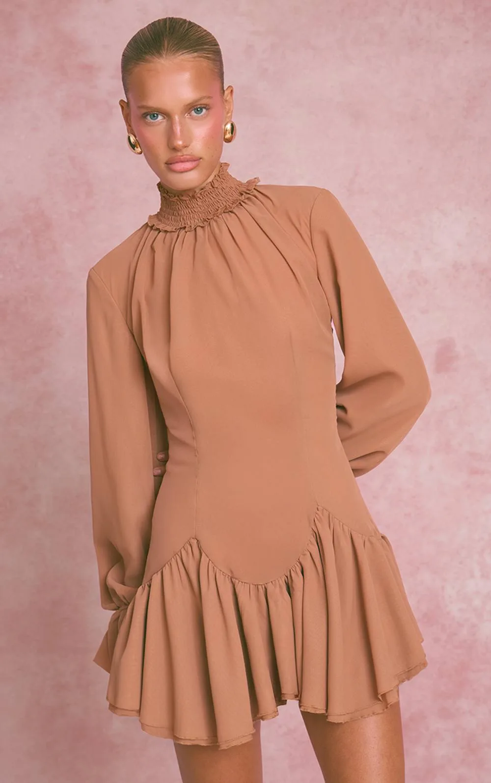 Chiffon Frill Hem Shift Dress