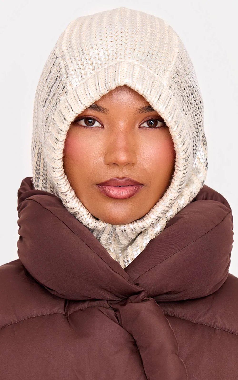 Metallic Cable Knit Snood by PrettyLittleThing