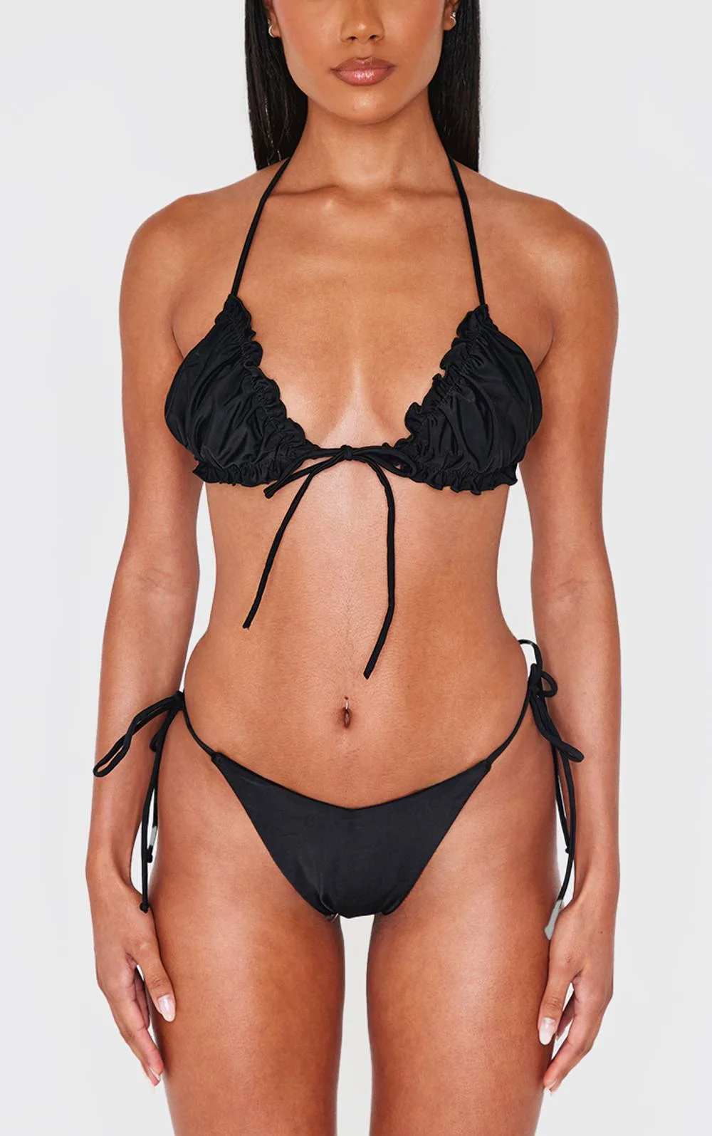 V Front Tie Side Bikini Bottoms
