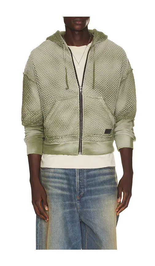 Double Sleeve Net Zip Hoodie by Strike Oil