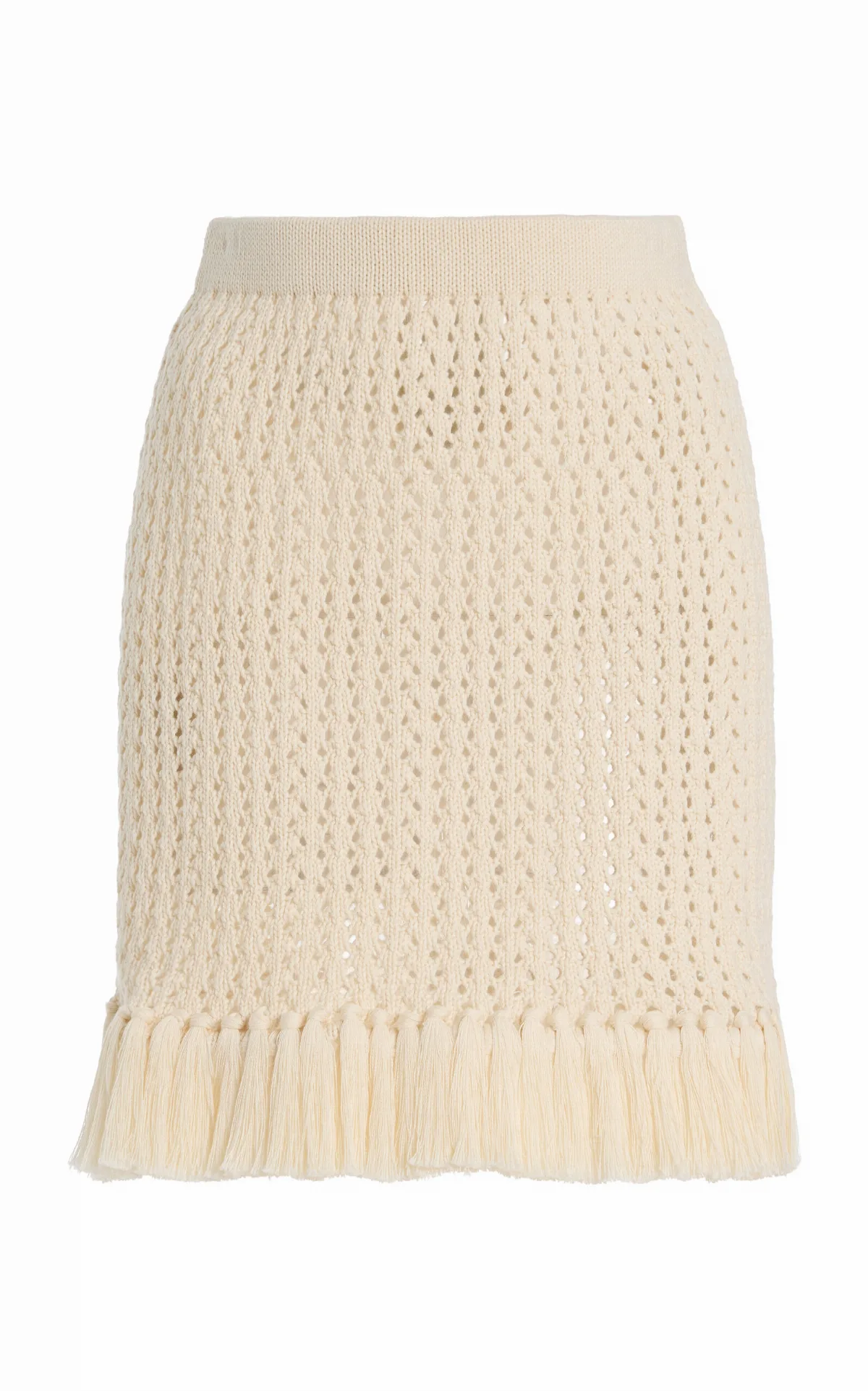 Espina Fringed Crocheted Cotton Mini Skirt by ESCVDO