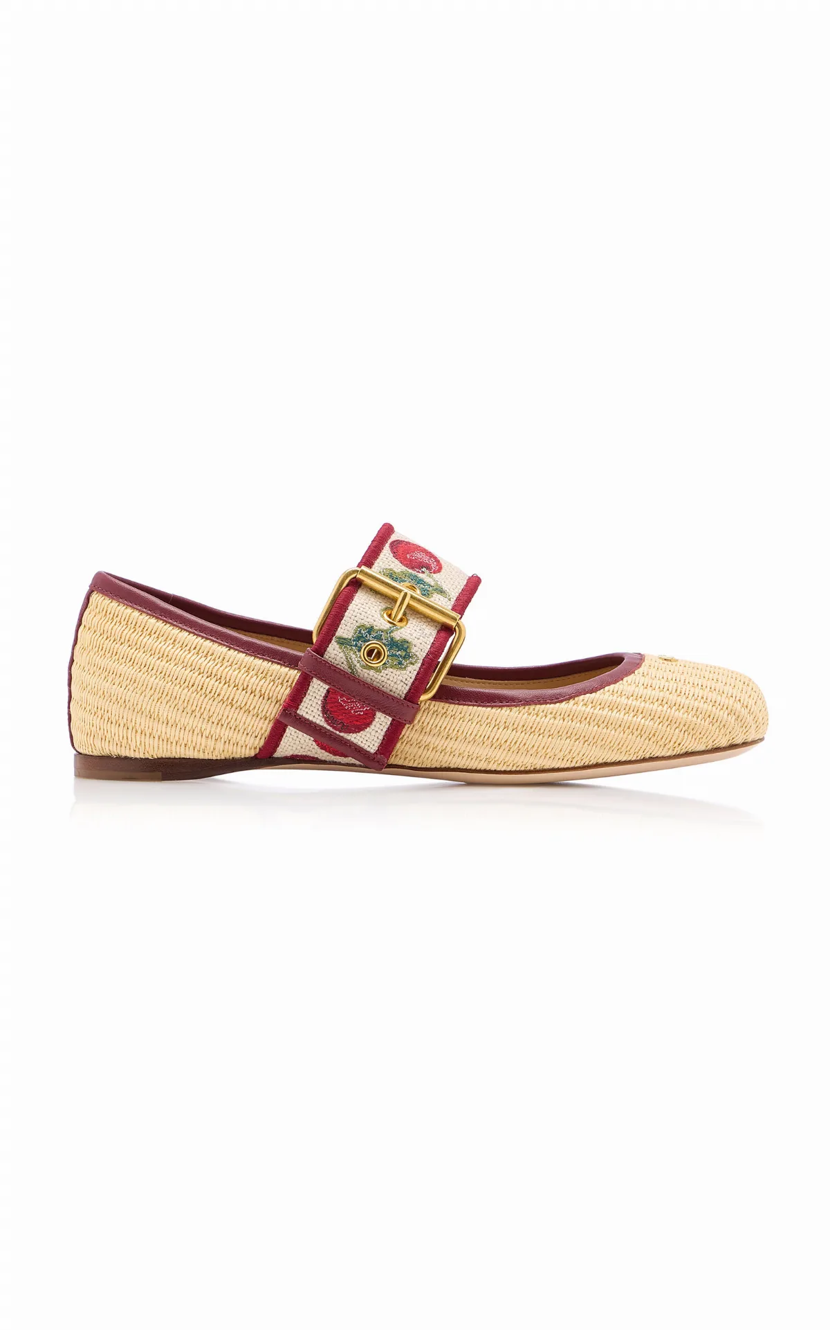 Bribri Cherrific Raffia Ballet Flat by Valentino Garavani