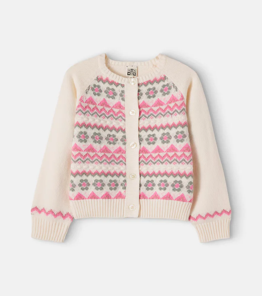 Pia Intarsia Cotton and Wool-Blend Cardigan by Bonton