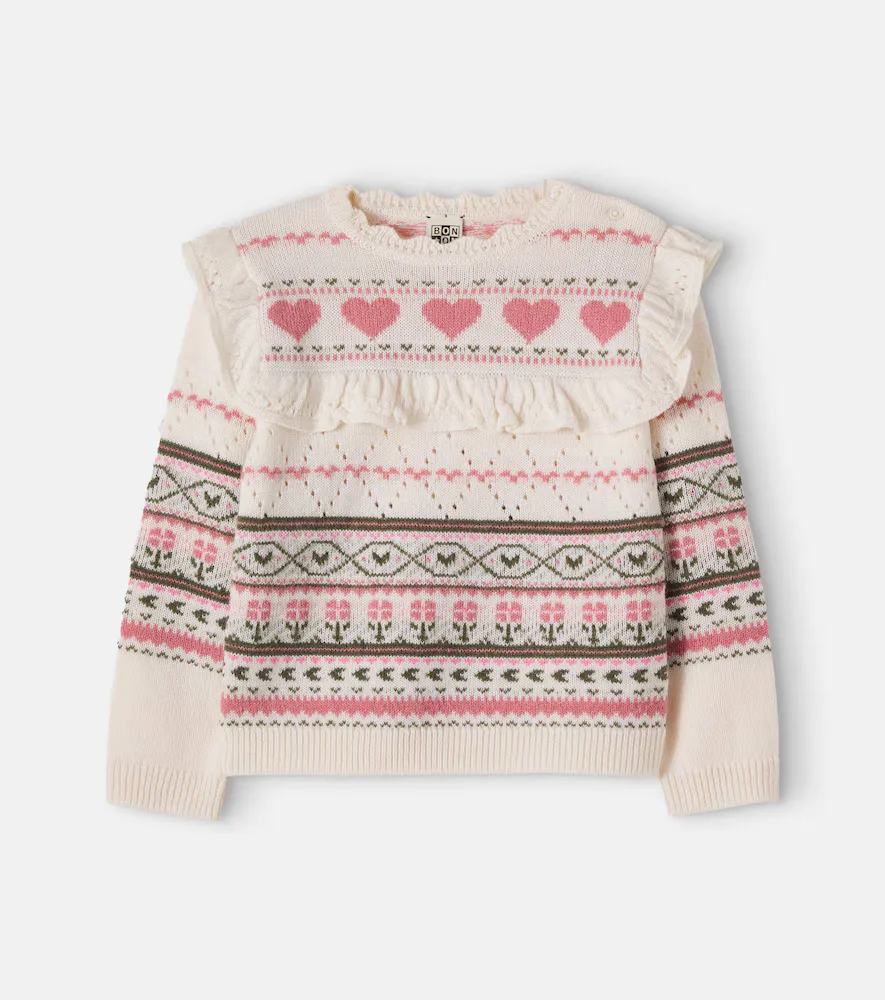 Mignonne Ruffled Intarsia Sweater by Bonton