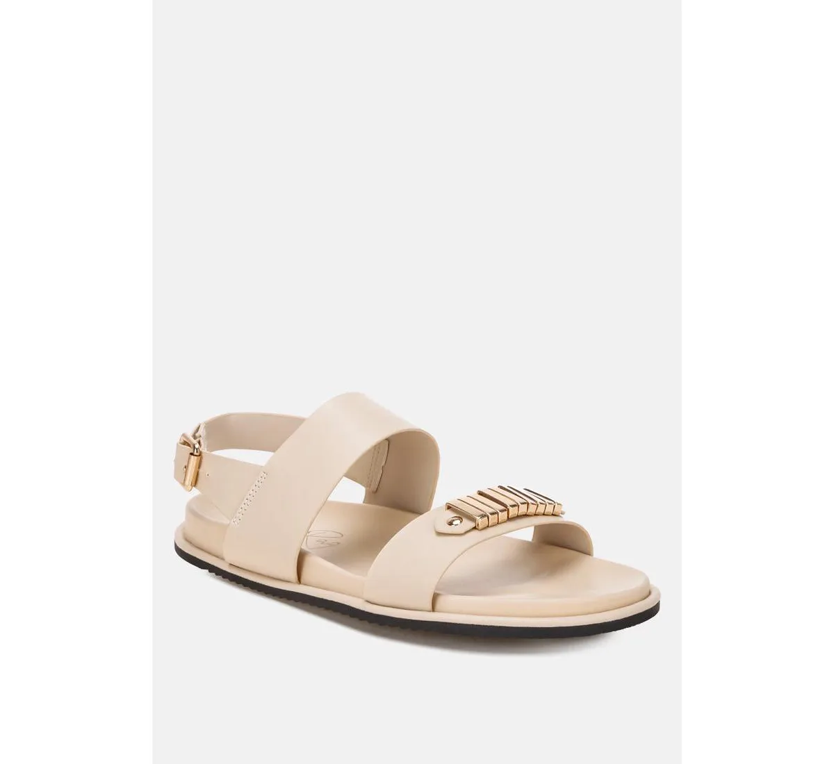 Lolac Metallic Bar Embellished Flat Sandals by London Rag