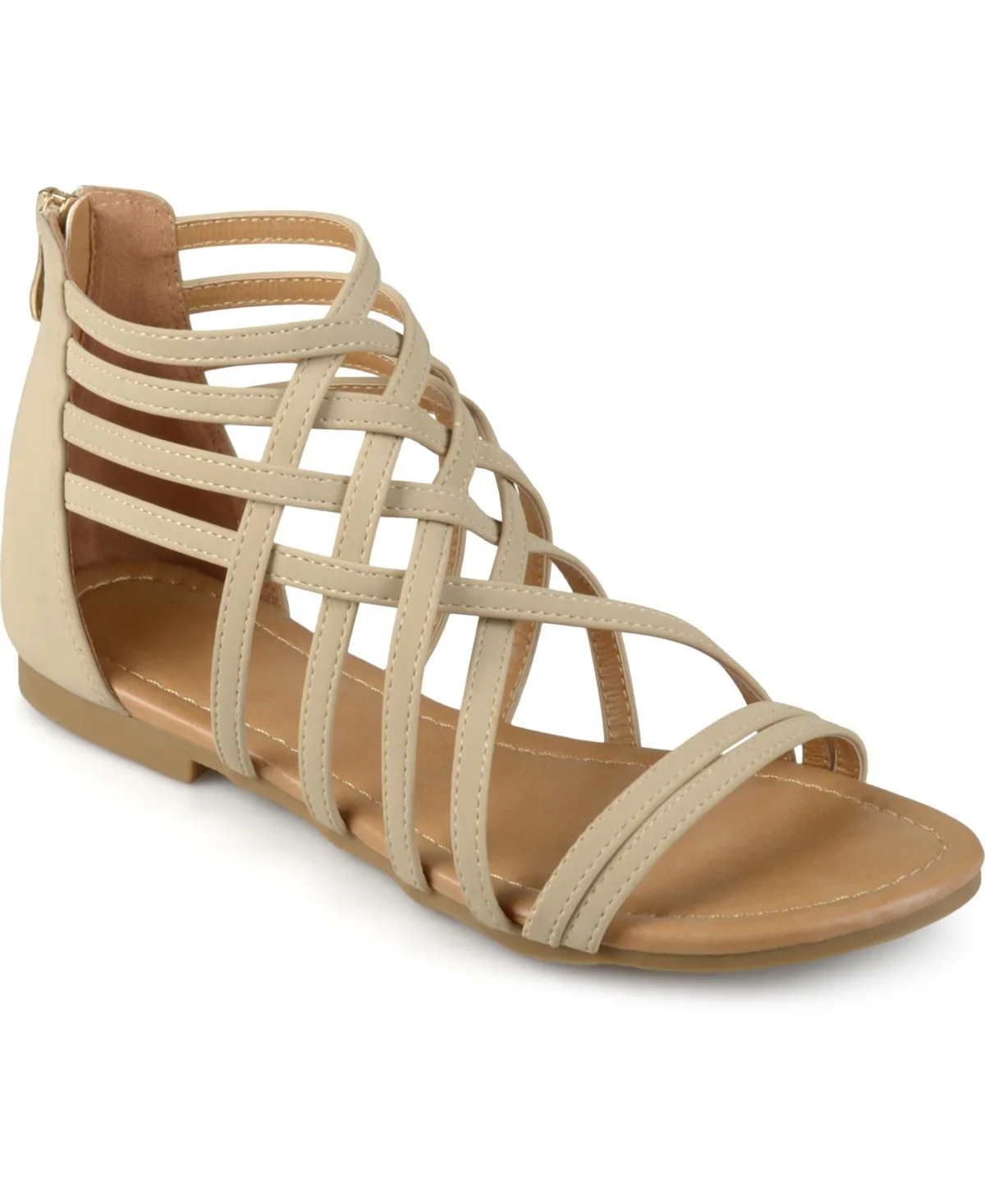 Hanni Crisscross Strappy Flat Sandals by Journee Collection
