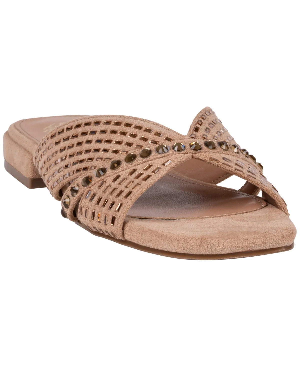 Elara Rhinestone Crisscross Flat Sandals by Gc Shoes