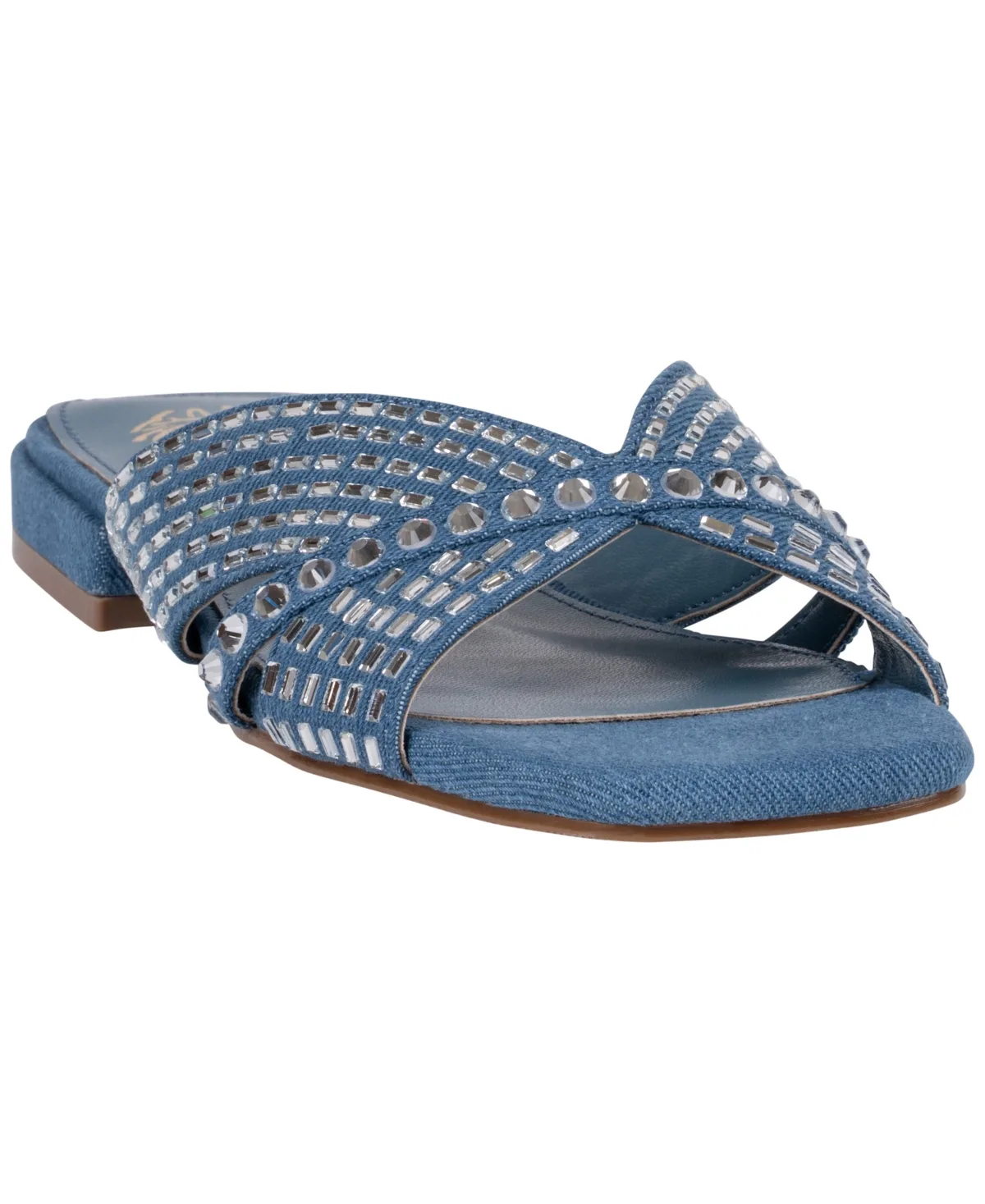 Elara Rhinestone Crisscross Flat Sandals