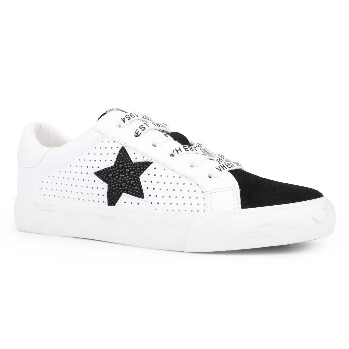 Grande White Black Rhinestones Sneaker by Vintage Havana