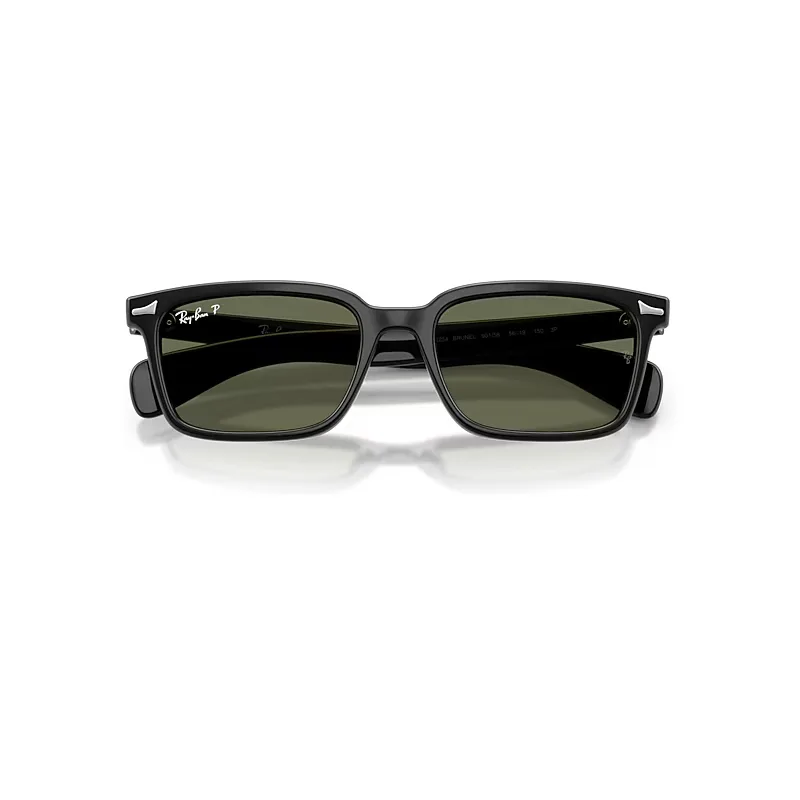 Brunel Sunglasses Black Frame Green Lenses Polarized by Ray-Ban