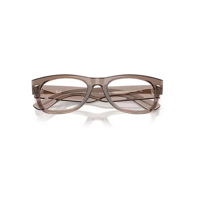 Mega Wayfarer II Optics Eyeglasses Transparent Taupe Beige Frame Clear Lenses Polarized by Ray-Ban