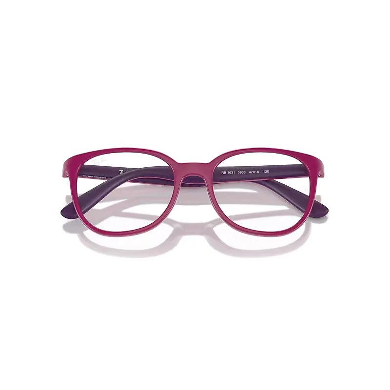Rb1631 Optics Bio-Based Eyeglasses Fuchsia on Violet Frame Clear Lenses by Ray-Ban