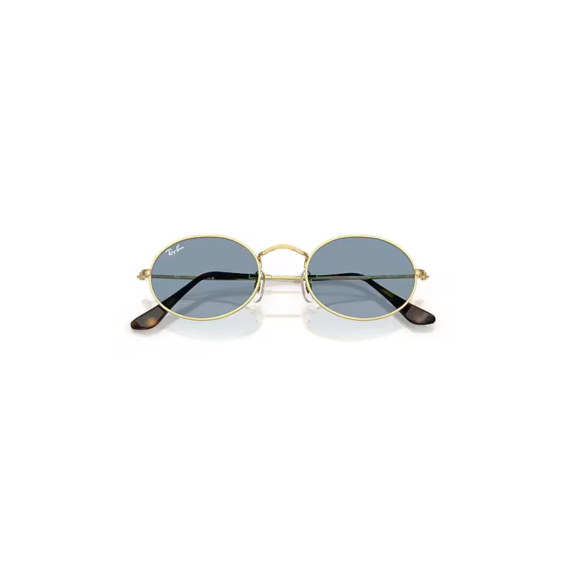 Oval Metal Summer Capsule Sunglasses Arista Gold Frame Blue Lenses