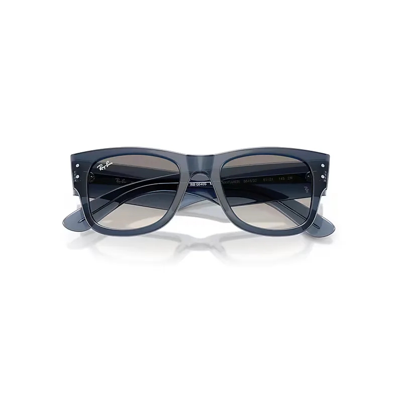 Mega Wayfarer Sunglasses Transparent Dark Blue Frame Grey Lenses by Ray-Ban