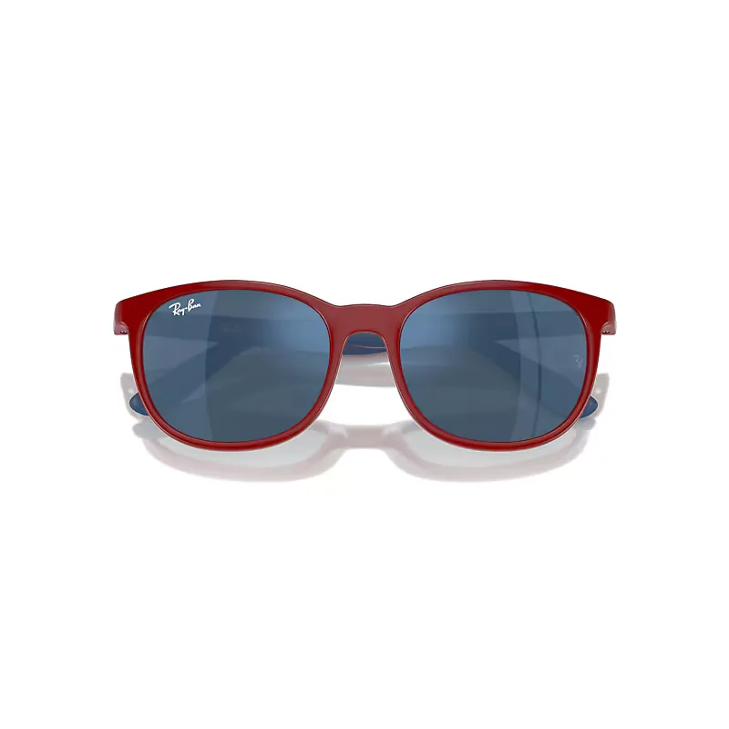 Rb9079s Bio-Based Sunglasses Red on Blue Frame Blue Lenses by Ray-Ban